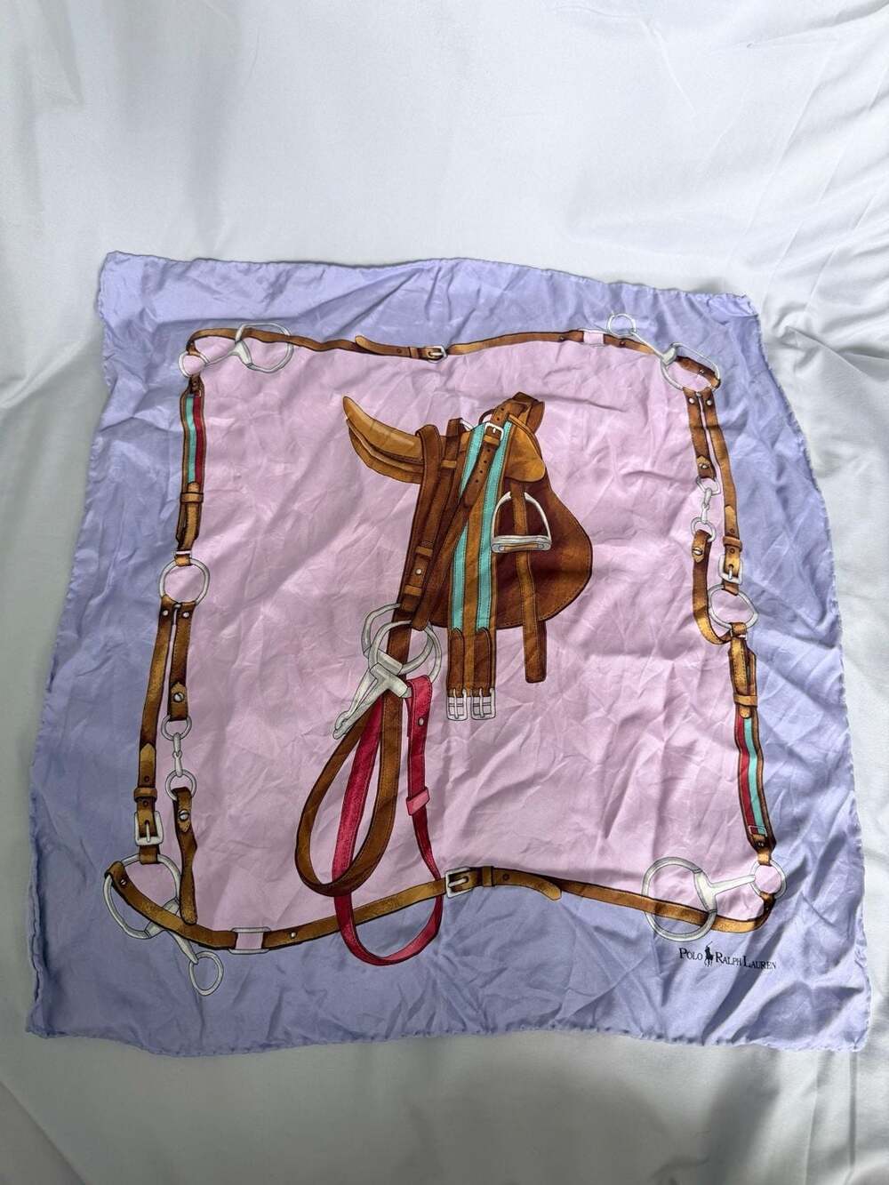 Polo Ralph Lauren Equestrian Saddle and Tack Silk Scarf